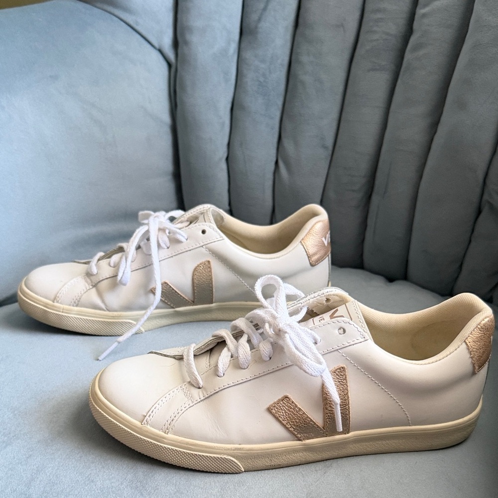 Veja Esplar Logo Leather Sneakers Extra White/ Platine 40 / 9 With Box - Picture 3 of 11